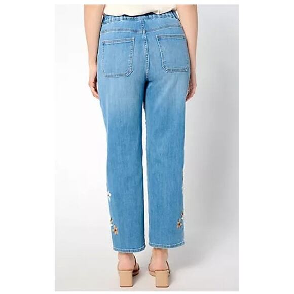 Driftwood Jeans Ruby Pull-On Relaxed Jean Size XL Embroidered Floral - Picture 4 of 16